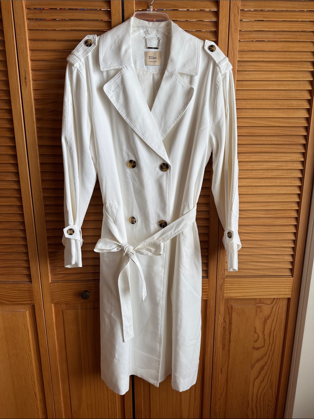 Elie Tahari Ivory Double-Breasted Trench Dress with Self-Tie Waist - NEVER WORN